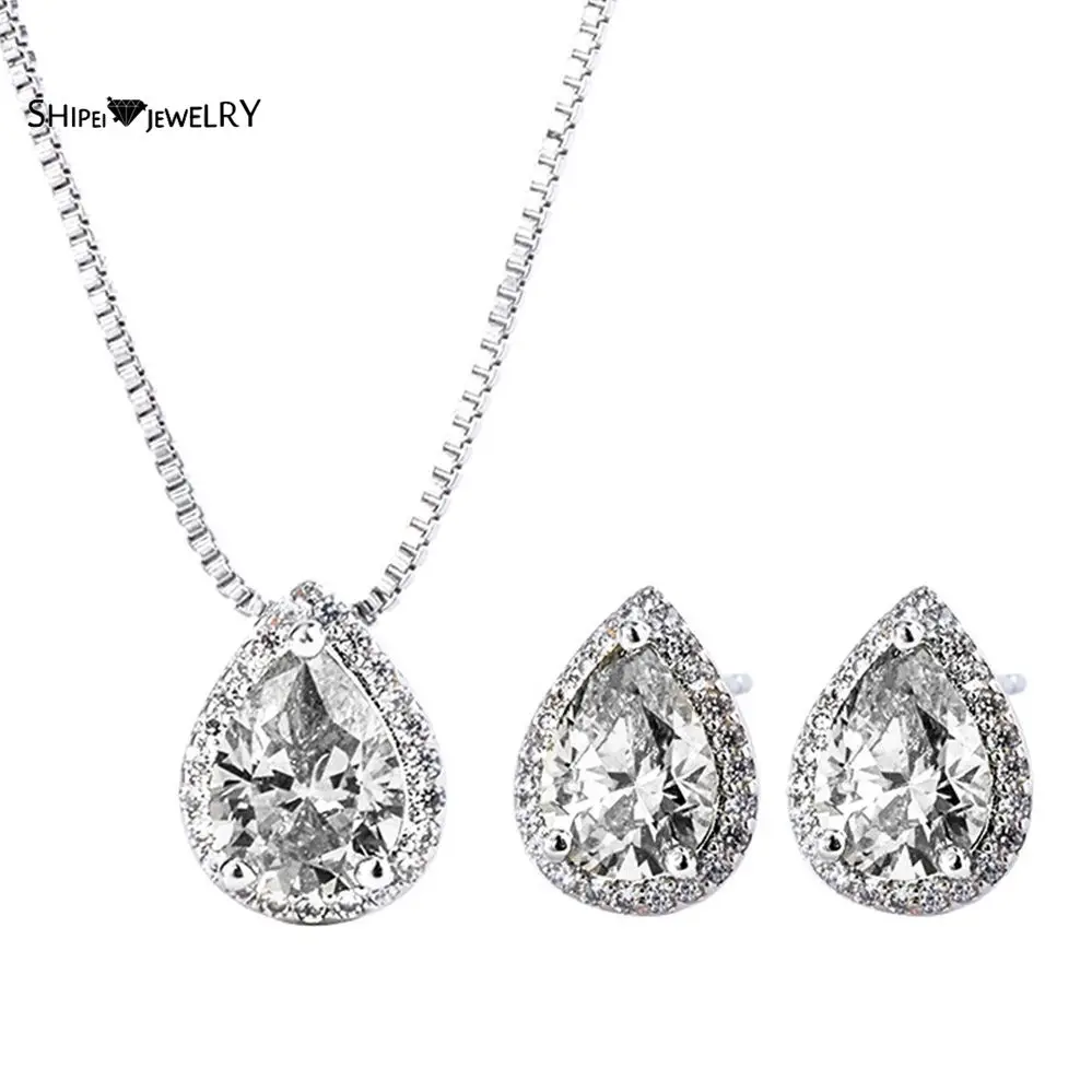 Shipei 925 Sterling Silver Pear Created Moissanite Diamonds Gemstone Earrings/Pendant/Necklace Wedding Engagement Jewelry Sets
Shipei 925 Sterling Silver Pear Created Moissanite Diamonds Gemstone Earrings/Pendant/Necklace Wedding Engagement Jewelry Sets