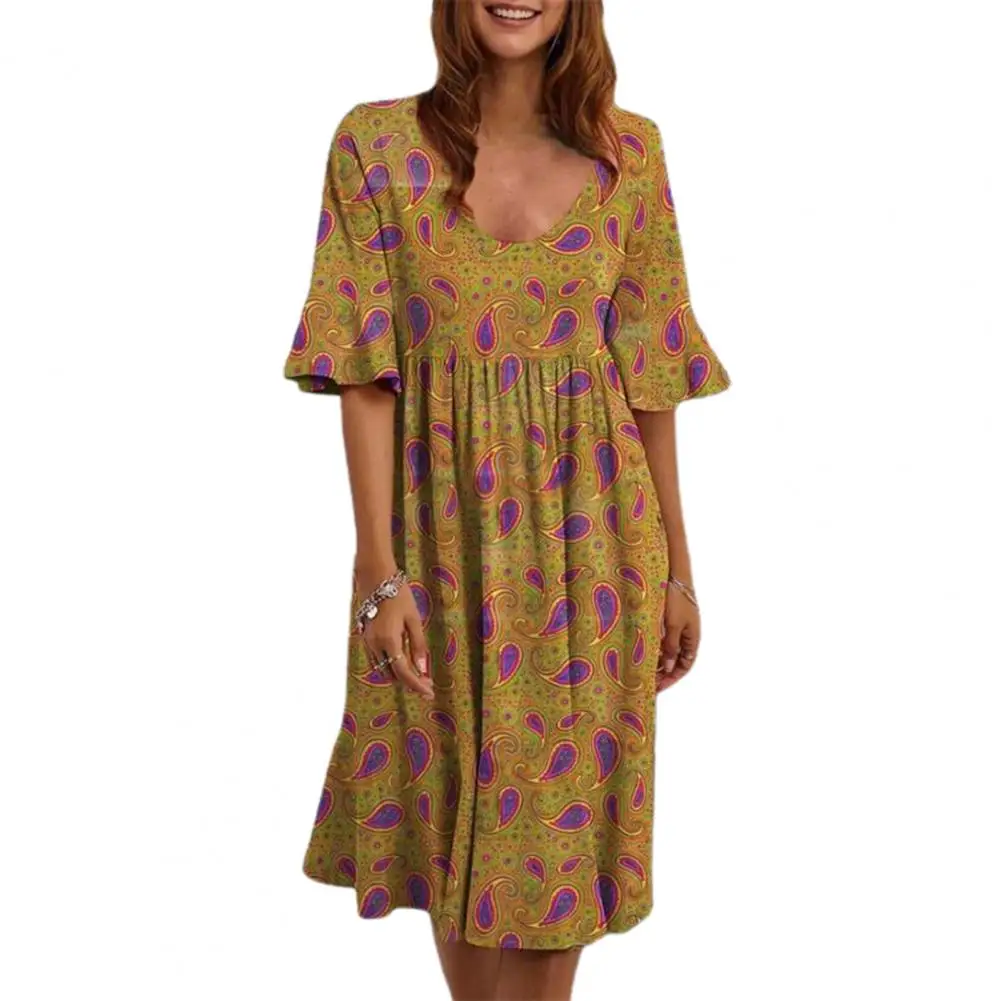 Spring Summer Women Dress Floral Print Short Sleeve Loose Knee-length Dress for Beach Midi Dresses traf robe longue
Spring Summer Women Dress Floral Print Short Sleeve Loose Knee-length Dress for Beach Midi Dresses traf robe longue