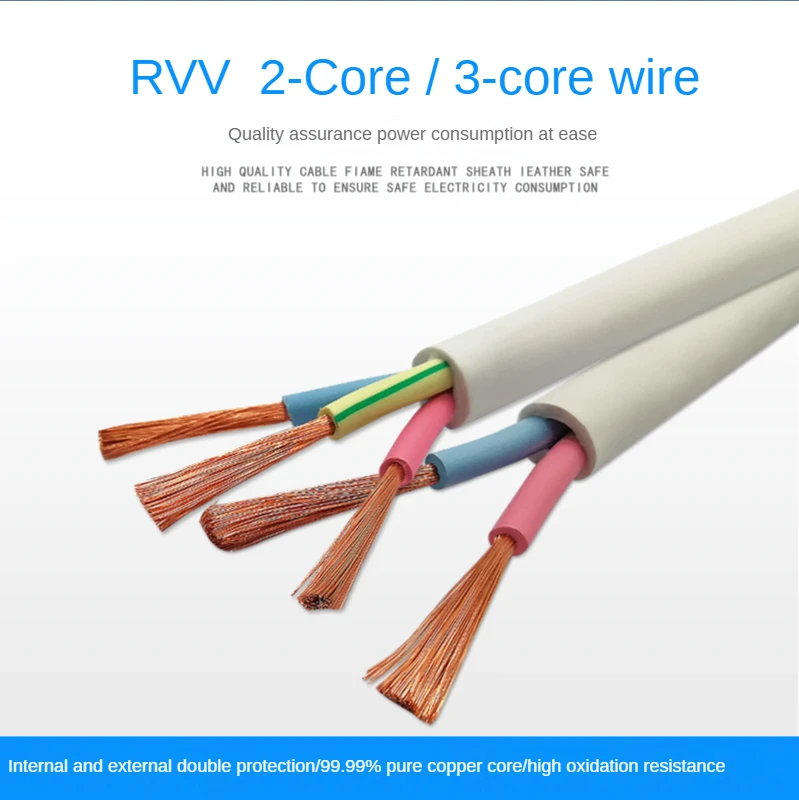 Copper Core Cable Two Colors Black White Rvv 2- Core *0.75 Square Sheath Wire Waterproof Control Cable Power Cord
Copper Core Cable Two Colors Black White Rvv 2- Core *0.75 Square Sheath Wire Waterproof Control Cable Power Cord