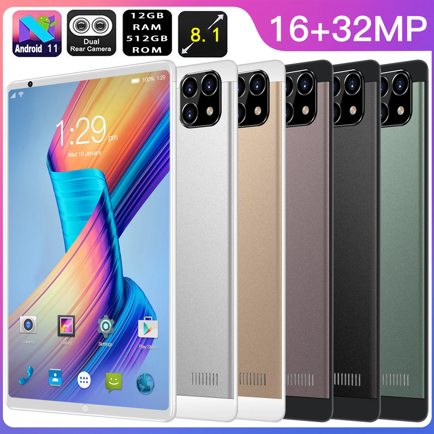 Tablet PC 8.1 " with Android 9.0, Octa Core processor, Google Play, GPS phone calls, Wi-Fi and Bluetooth, 8" tempered glass, new
Tablet PC 8.1 " with Android 9.0, Octa Core processor, Google Play, GPS phone calls, Wi-Fi and Bluetooth, 8" tempered glass, new