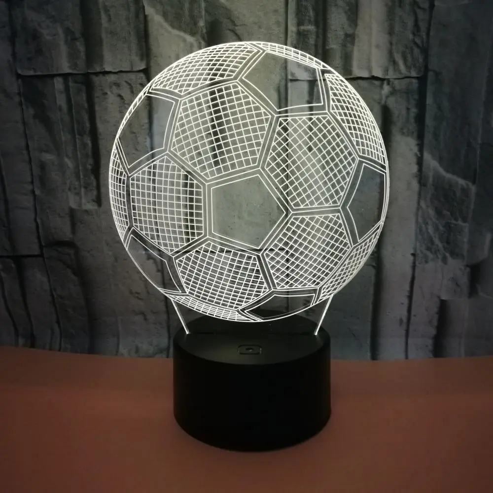 3D светодиодный ночной Светильник s Футбол с 7 цветов светильник для украшения