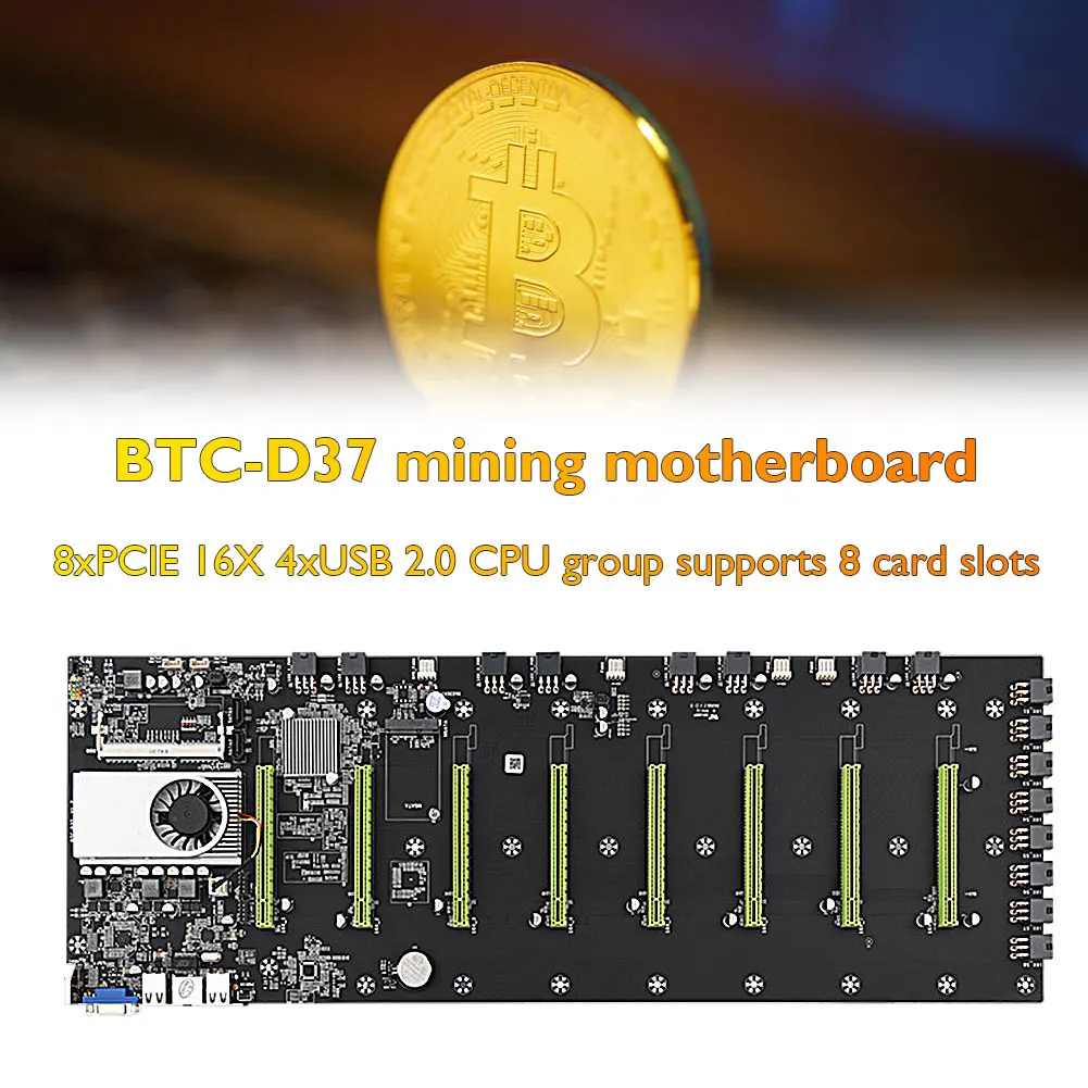 BTC-D37 55 мм материнская плата для майнера 8x PCI-E 16X DDR3 SODIMM с процессором 128G MSATA