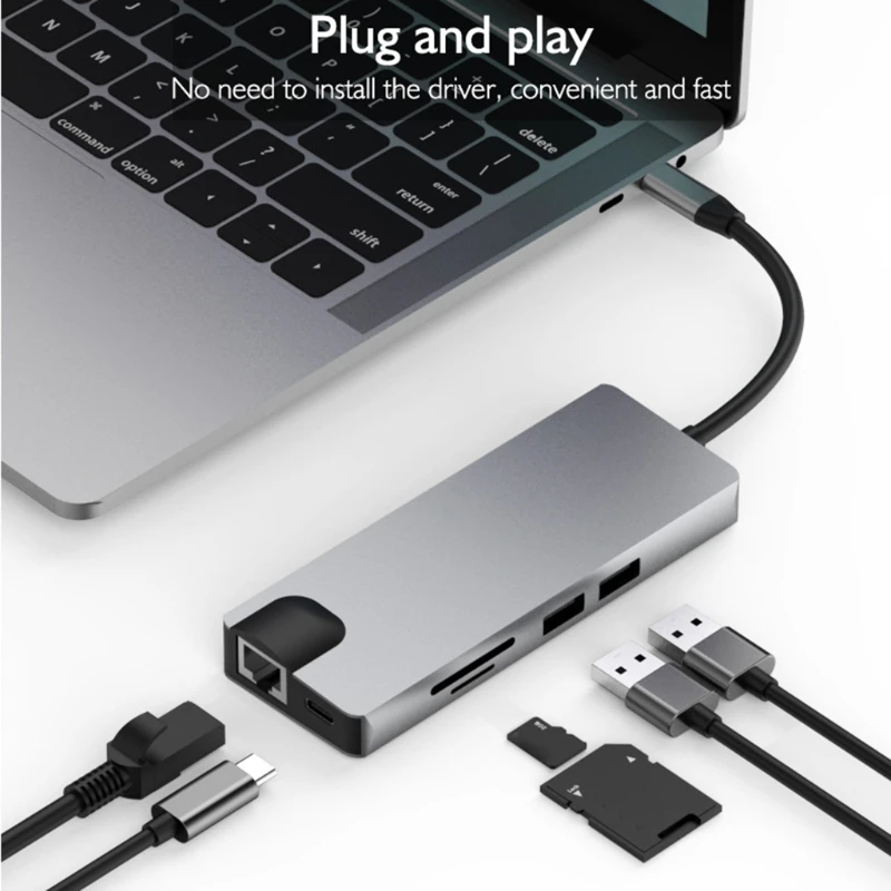 Multi-Function USB C Hub 9 in 1 USB-C Type C Adapter Dock 2 USB Ports 4K HDMI-Compatible TF SD VGA 3.5mm Audio Hub
Multi-Function USB C Hub 9 in 1 USB-C Type C Adapter Dock 2 USB Ports 4K HDMI-Compatible TF SD VGA 3.5mm Audio Hub