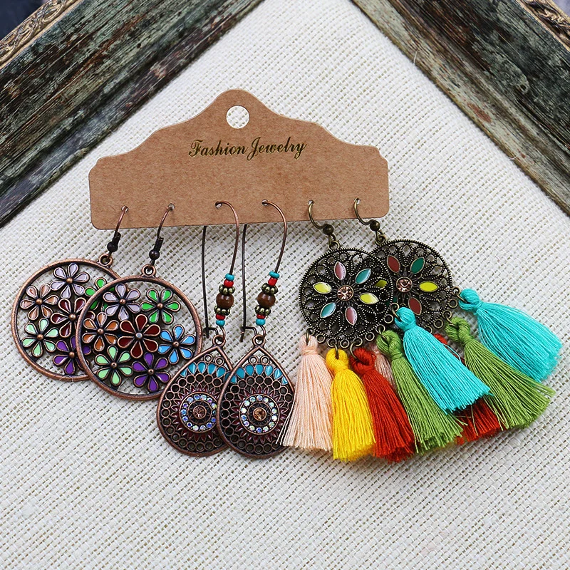Ethnic Style Vintage Earrings Set 2021 Trend Bohemian Hand-woven Flowers Tassel Dangle Earrings For Women
Ethnic Style Vintage Earrings Set 2021 Trend Bohemian Hand-woven Flowers Tassel Dangle Earrings For Women