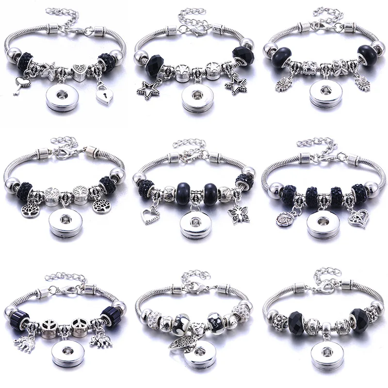 European And American Style Black Crystal Bracelet Women's Fashion Jewelry 18mm Snap Buckle Bracelet Snaps Buckle Jewelry Gift
European And American Style Black Crystal Bracelet Women's Fashion Jewelry 18mm Snap Buckle Bracelet Snaps Buckle Jewelry Gift