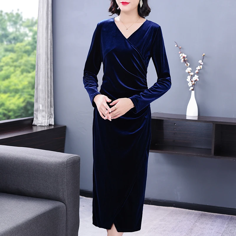2021 Spring Autumn 3XL Plus Size Vintage Solid Dresses Blue Gold Velvet V-Neck Midi Vestido Women Bodycon Elegant Casual Dresses
2021 Spring Autumn 3XL Plus Size Vintage Solid Dresses Blue Gold Velvet V-Neck Midi Vestido Women Bodycon Elegant Casual Dresses