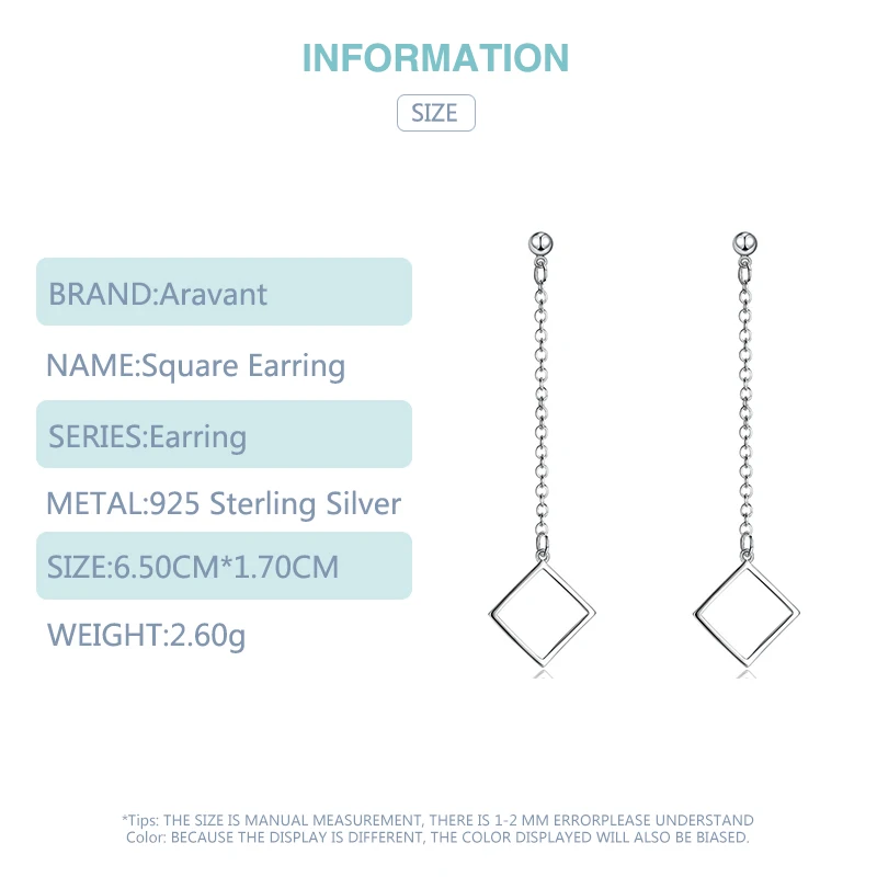 925 Sterling Silver 6.5cm Long Tassel Chain Square Dangle Drop Earrings For Women Fashion Jewelry Wedding Gift 
925 Sterling Silver 6.5cm Long Tassel Chain Square Dangle Drop Earrings For Women Fashion Jewelry Wedding Gift