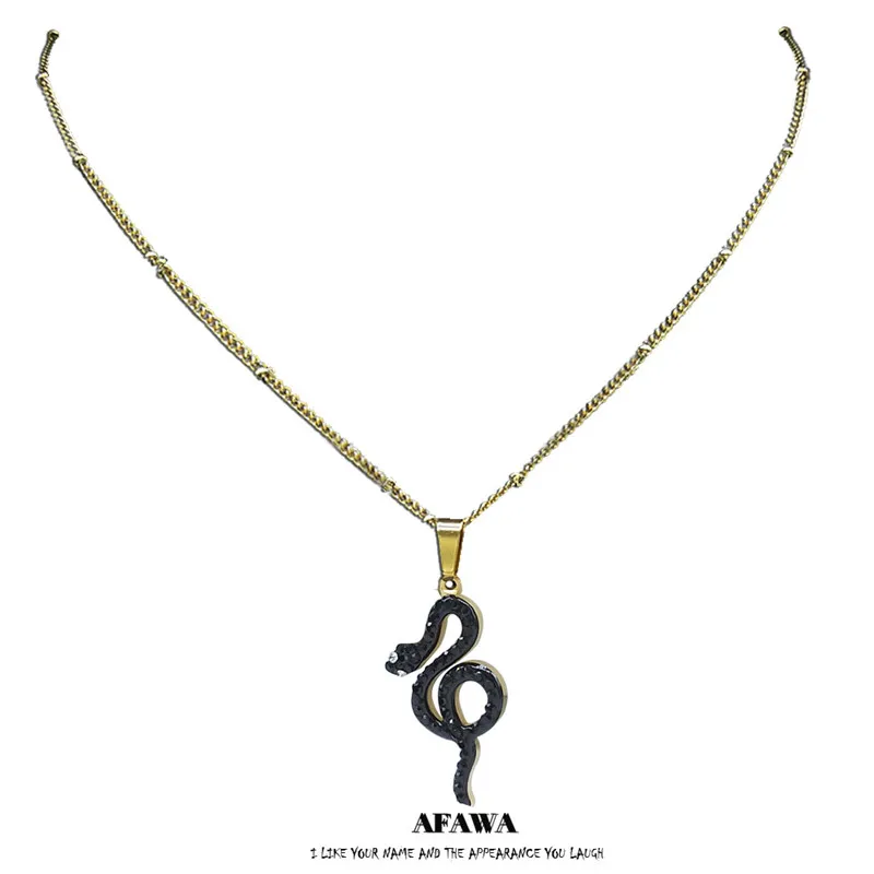 Stainless Steel Black Crystal Snake Charms Necklace Women Gold Color Gothic Small Chain Necklace Jewelry collier serpent N5218S0
Stainless Steel Black Crystal Snake Charms Necklace Women Gold Color Gothic Small Chain Necklace Jewelry collier serpent N5218S0