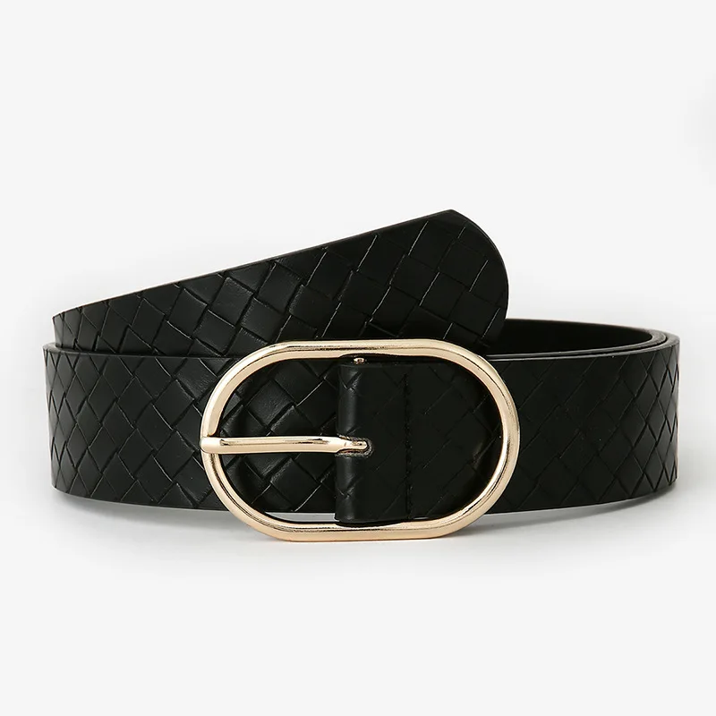 High Quality Woven Pattern Ladies Fashion Decoration Jeans Skirt Suit Black Pin Buckle Belts for Women Luxury Designer Brand
High Quality Woven Pattern Ladies Fashion Decoration Jeans Skirt Suit Black Pin Buckle Belts for Women Luxury Designer Brand
