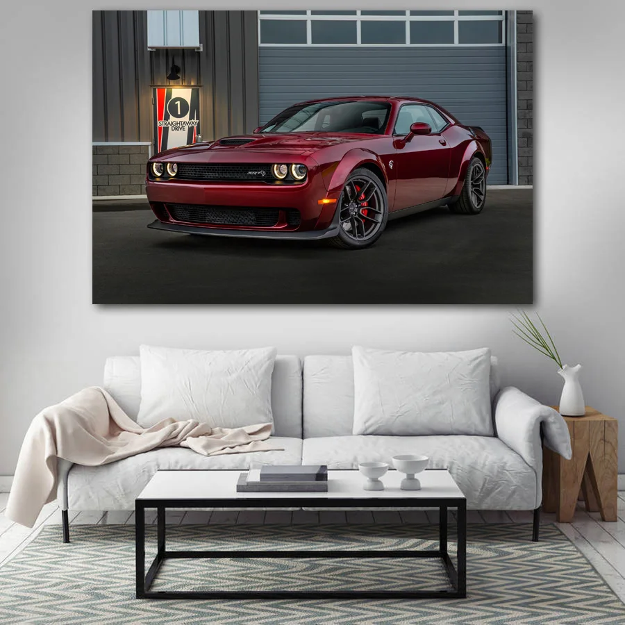 Плакаты и принты Dodge Challenger SRT мышечный автомобиль красные автомобильные обои на