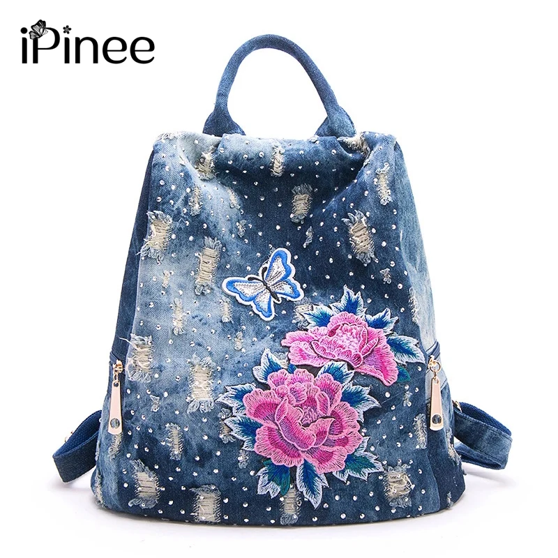 iPinee Anti-theft travel denim backpack casual personality women flower embroidery bags school jeans backpack teenager plecak
iPinee Anti-theft travel denim backpack casual personality women flower embroidery bags school jeans backpack teenager plecak