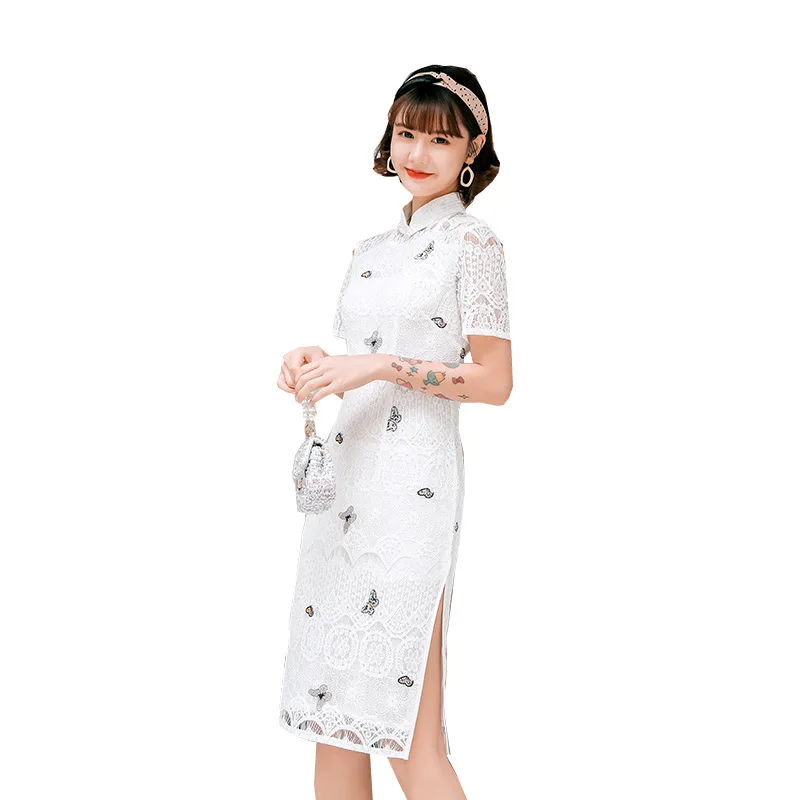 2020 Lace Cheongsam Slim Young Girl Fashion Student Catwalk Dresses Improved Mid-Length Cheongsam Dress Modern Qipao Dress
2020 Lace Cheongsam Slim Young Girl Fashion Student Catwalk Dresses Improved Mid-Length Cheongsam Dress Modern Qipao Dress