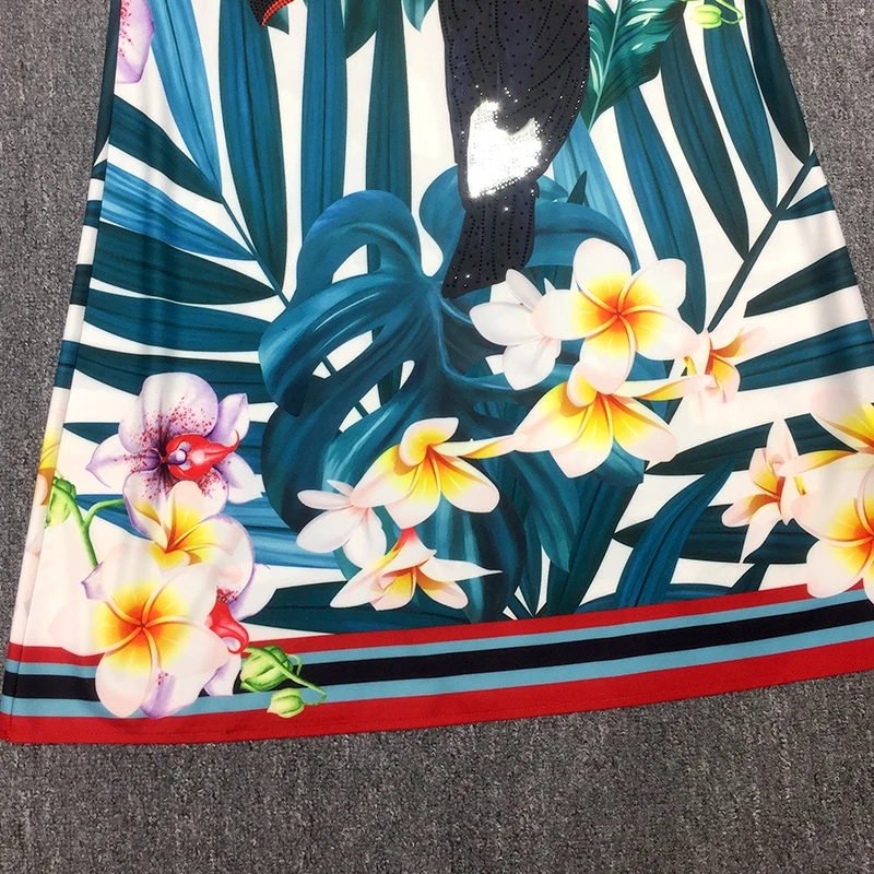 Spring Fashion Designer Elegant Dress Women's Short Sleeve Stripe Belt Plant Bird Print Dress Casual Ladies Vacation Dresses
Spring Fashion Designer Elegant Dress Women's Short Sleeve Stripe Belt Plant Bird Print Dress Casual Ladies Vacation Dresses