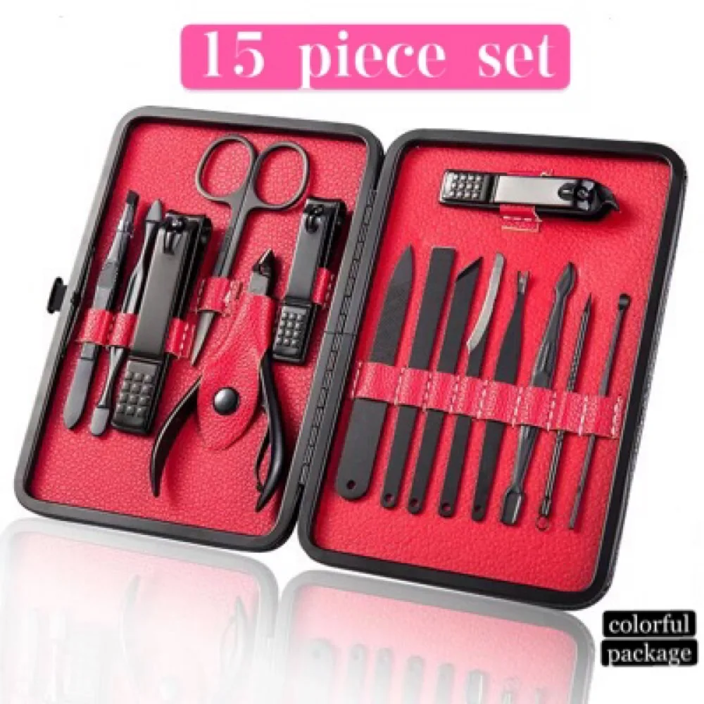 Stainless steel nail clippers, black nail clippers, nail clippers, 18-piece nail tool set, beauty set, no curling, no chipping,
Stainless steel nail clippers, black nail clippers, nail clippers, 18-piece nail tool set, beauty set, no curling, no chipping,