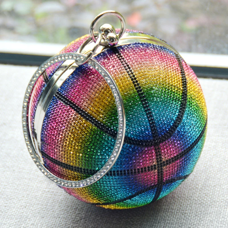 New Arrival Rainbow Color Lady Party Prom Crystal Clutch Fashion Women’s Diamond Basketball Shape Shoulder Crossbody Minaudiere
New Arrival Rainbow Color Lady Party Prom Crystal Clutch Fashion Women’s Diamond Basketball Shape Shoulder Crossbody Minaudiere