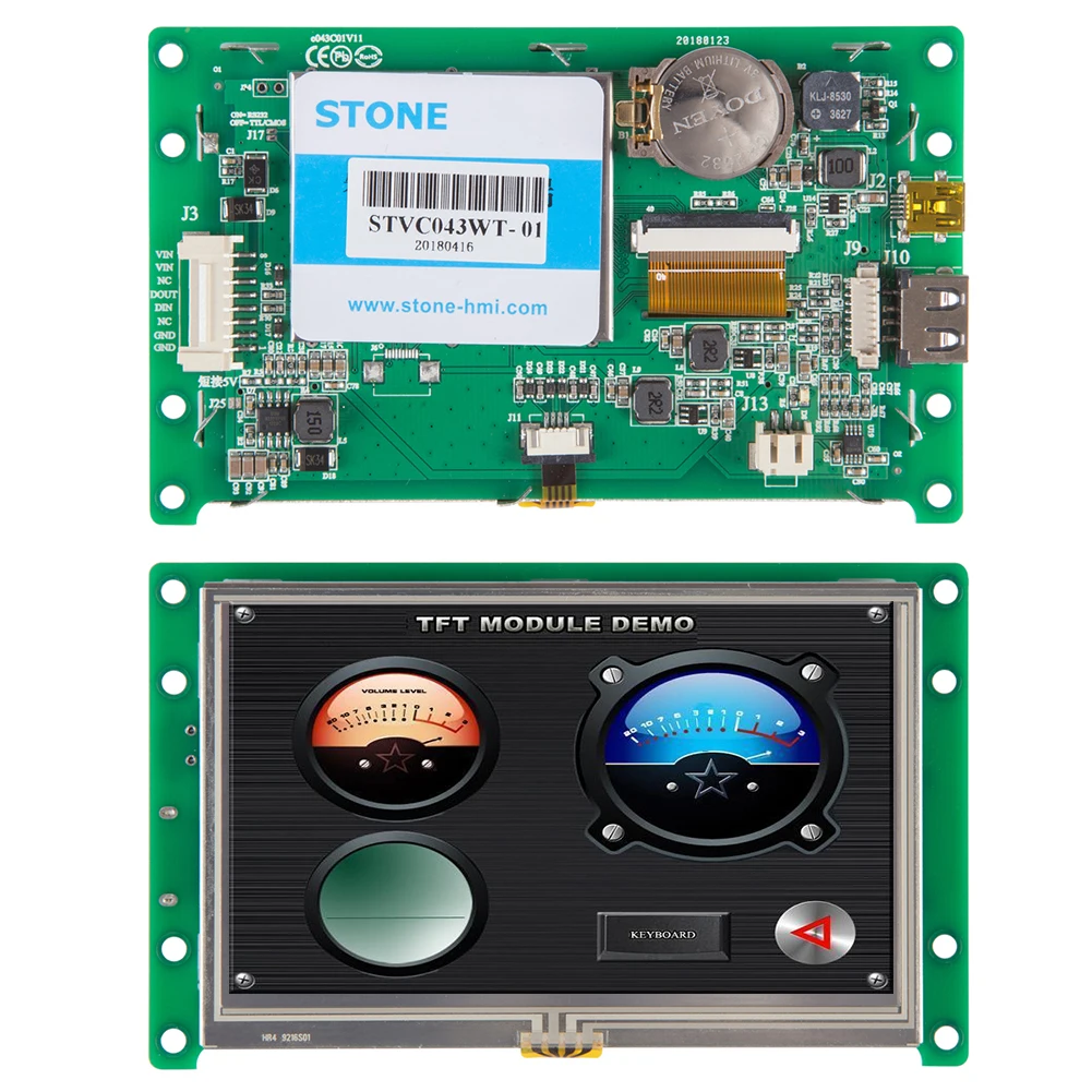4.3" Inch Human Machine Interface TFT LCD Display Module with Serial Interface + Program + Controller
4.3" Inch Human Machine Interface TFT LCD Display Module with Serial Interface + Program + Controller