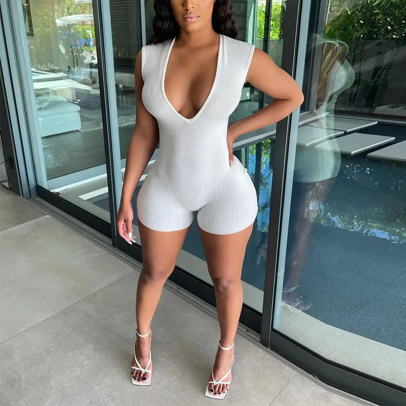 Женский однотонный Облегающий комбинезон с коротким рукавом и V-образным вырезом
Женский однотонный Облегающий комбинезон с коротким рукавом и V-образным вырезом