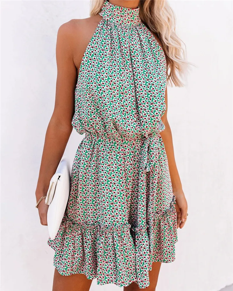 2020 Sexy Halter Floral Ruffles Party Dress Women Sleeveless A-Line Casual Summer Dress Nightclub Mini Vestidos Slim Robe Femme
2020 Sexy Halter Floral Ruffles Party Dress Women Sleeveless A-Line Casual Summer Dress Nightclub Mini Vestidos Slim Robe Femme