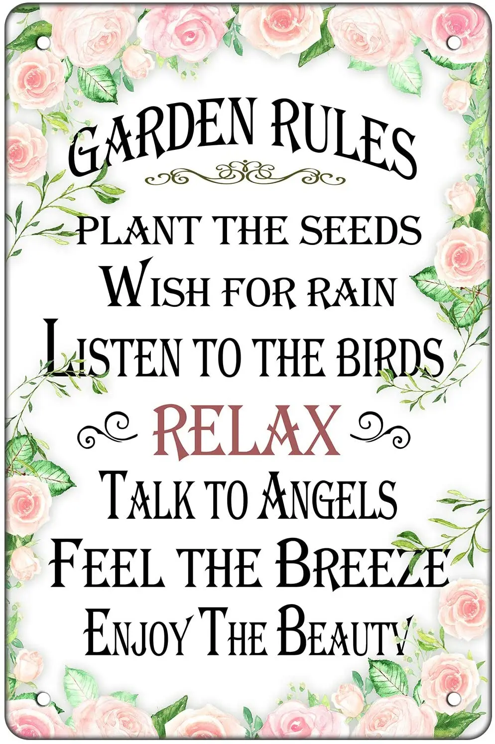 AntSwegg Garden Rules Metal Tin Sign Garden Decor IndoorOutdoor Sign Home Decor Sign Metal Gardening Sign 12x8 Inch
AntSwegg Garden Rules Metal Tin Sign Garden Decor IndoorOutdoor Sign Home Decor Sign Metal Gardening Sign 12x8 Inch