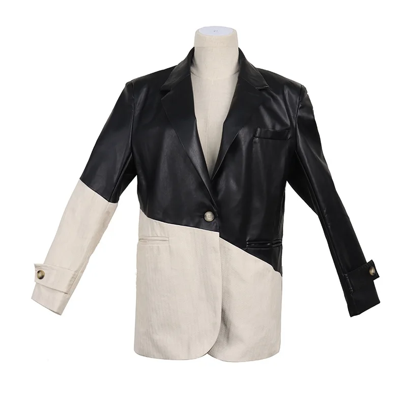 Biker Style Patchwork Irregular leather Jacket Women new year Long Sleeve High streetwear blazer A326
Biker Style Patchwork Irregular leather Jacket Women new year Long Sleeve High streetwear blazer A326