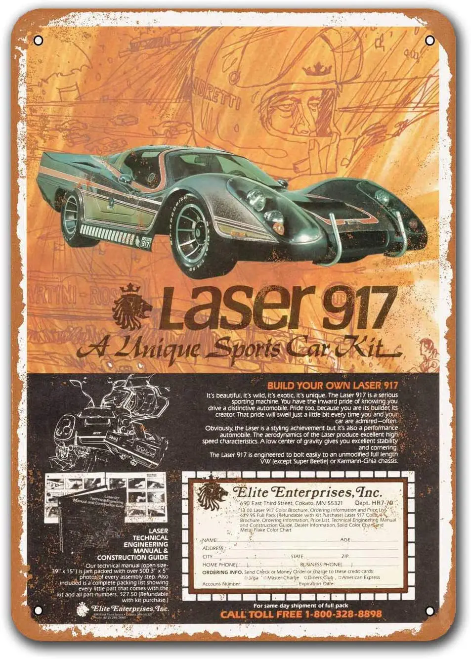 1979 Laser Sports Car Kit Tin Metal Signs Vintage Cars, Sisoso Plaques Poster Man Cave Bar Retro Wall Decor 8x12 inch
1979 Laser Sports Car Kit Tin Metal Signs Vintage Cars, Sisoso Plaques Poster Man Cave Bar Retro Wall Decor 8x12 inch