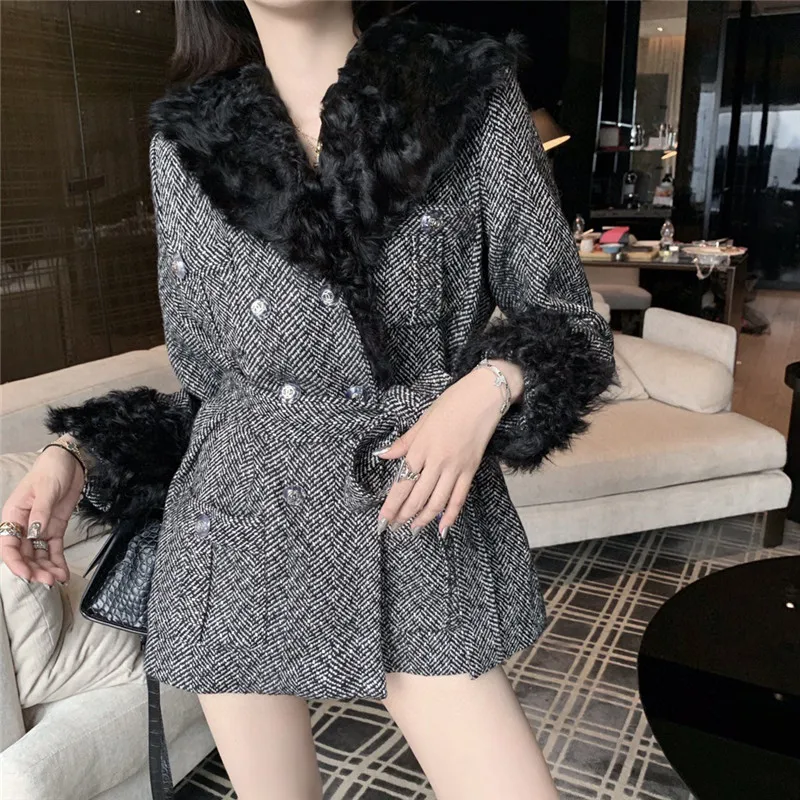 Real Fur Coat Women Clothes 2021Autumn Winter Coat Women Real Lamb Fur Collar Tweed Coats Chaqueta Mujer
Real Fur Coat Women Clothes 2021Autumn Winter Coat Women Real Lamb Fur Collar Tweed Coats Chaqueta Mujer
