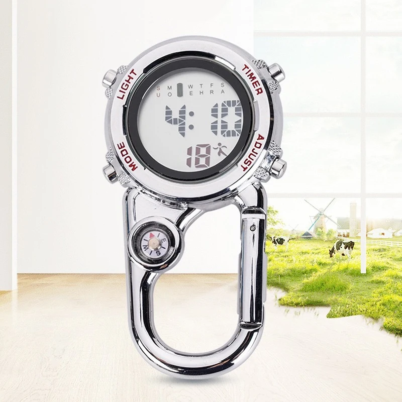 Portable Mini Clip On Carabiner Watch Multifunction LED Date Compass Sports Digital Hook Watches Gifts Hospital Electronic Clock
Portable Mini Clip On Carabiner Watch Multifunction LED Date Compass Sports Digital Hook Watches Gifts Hospital Electronic Clock