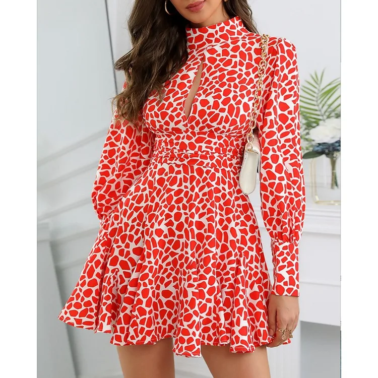 Spring Summer Women's O-Neck Print Dress Casual Long Sleeve Hollow Out Short Dresses Female Boho Leisure A Line Party Vestidos
Spring Summer Women's O-Neck Print Dress Casual Long Sleeve Hollow Out Short Dresses Female Boho Leisure A Line Party Vestidos