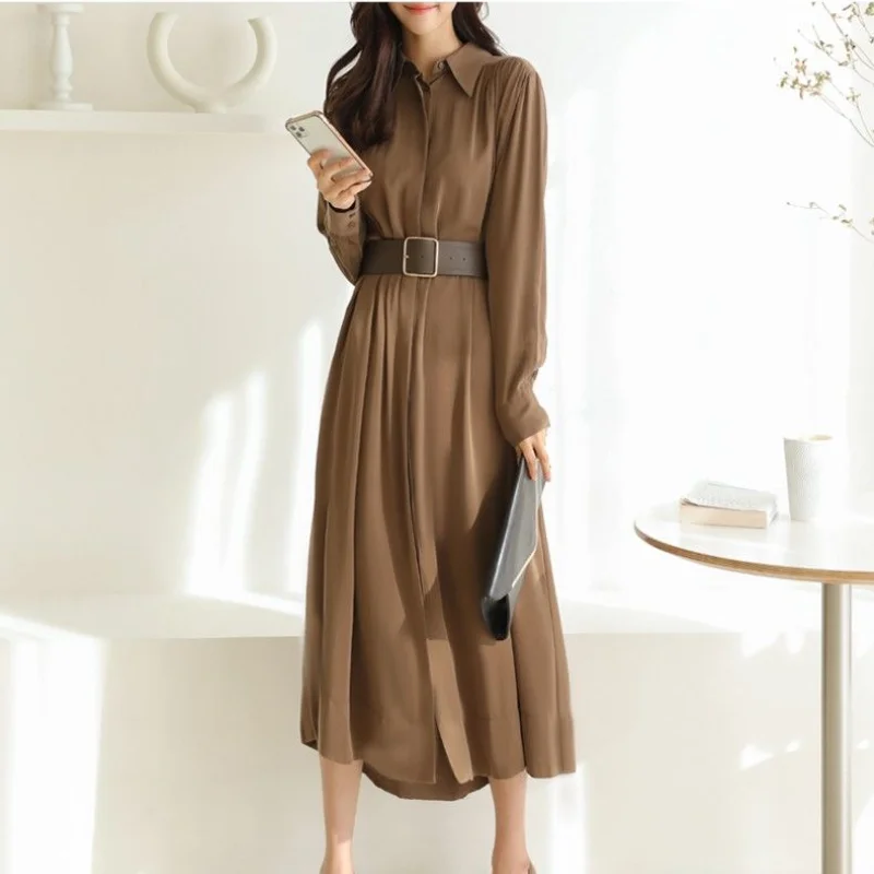 Women 2021 Spring Autumn Vintage Solid A-Line Dress Female Casual High Waist Mid-Calf Dresses Elegant Long Sleeve Vestidos Y211
Women 2021 Spring Autumn Vintage Solid A-Line Dress Female Casual High Waist Mid-Calf Dresses Elegant Long Sleeve Vestidos Y211