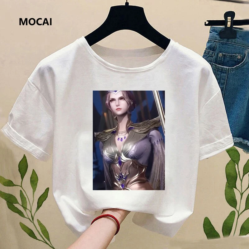 

Chinese animation Douro mainland cartoon graphic printing lovers street loose T-shirt summer fashion students cute short sleeves