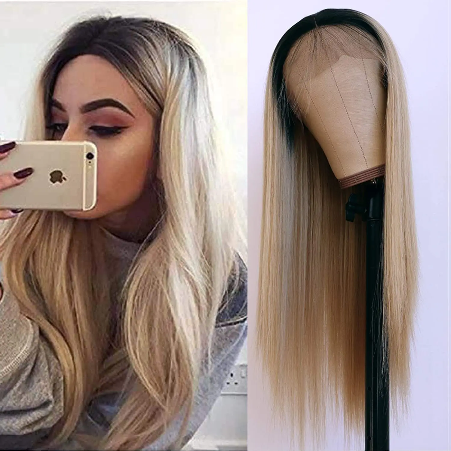 Blonde Ombre Synthetic Replacement Hair Wig Silky Straight Heat Resistant Synthetic None Lace Wigs Middle Part With Baby Hair
Blonde Ombre Synthetic Replacement Hair Wig Silky Straight Heat Resistant Synthetic None Lace Wigs Middle Part With Baby Hair