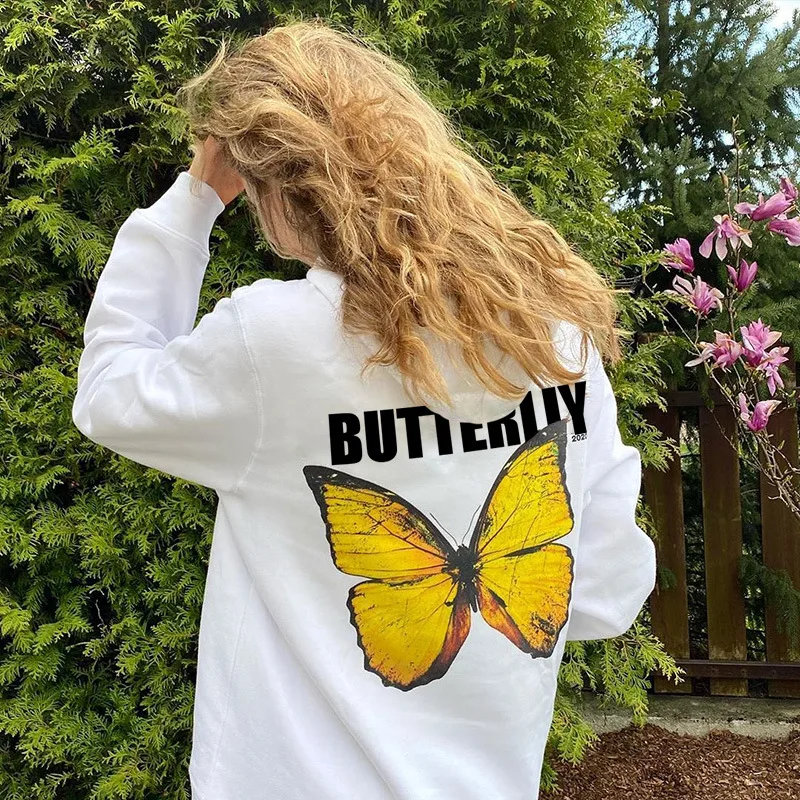 Personalized Butterfly Letter Printing Long Sleeve Hooded Women's Pullover Sweatshirt Loose Hoodie Women Clothing
Personalized Butterfly Letter Printing Long Sleeve Hooded Women's Pullover Sweatshirt Loose Hoodie Women Clothing