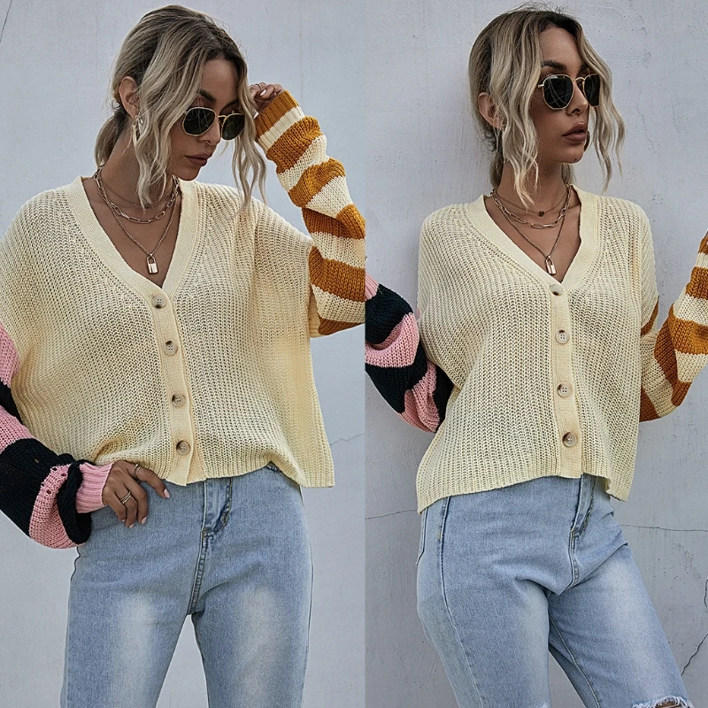 Women Knitted Loose Sweater Long Sleeve V-Neck Buttons Short Cardigan Autumn Coat Jacket Tops Outwear
Women Knitted Loose Sweater Long Sleeve V-Neck Buttons Short Cardigan Autumn Coat Jacket Tops Outwear