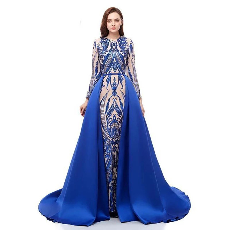 Длинный рукав Robe De Soiree мусульманские Зеленые Вечерние платья 2020 со съемным