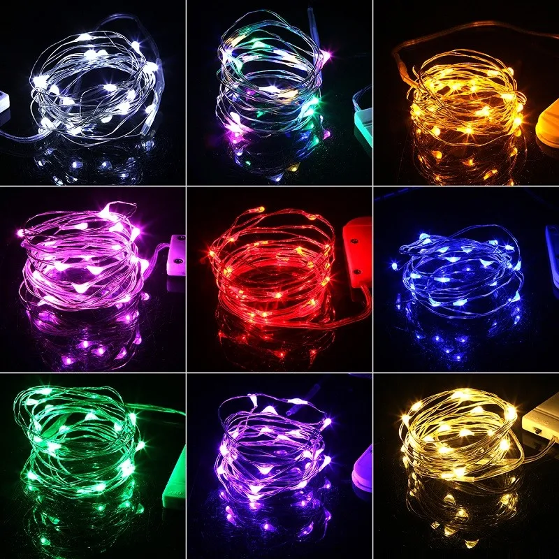 1PC 2/5/10M Copper Wire LED String lights Holiday lighting Fairy Garland For Christmas Tree Wedding Party Decoration Lamp CR2032 | Лампы и