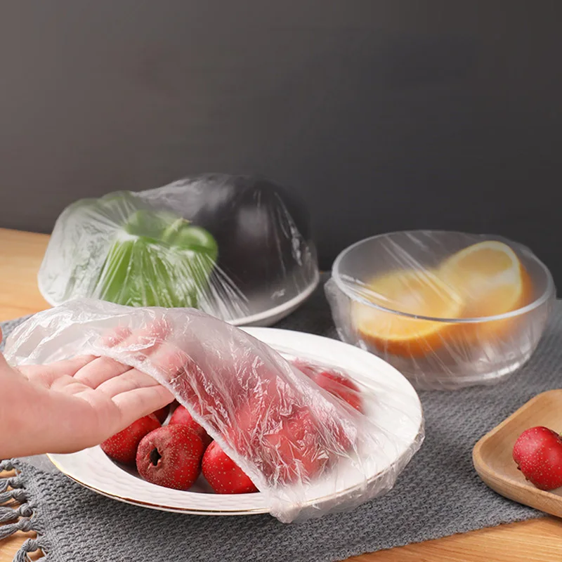 

200Pcs Disposable Food Cover Plastic Wrap Elastic Food Lids For Fruit Bowls Cups Caps Storage Kitchen Fresh Keeping Saver Bag