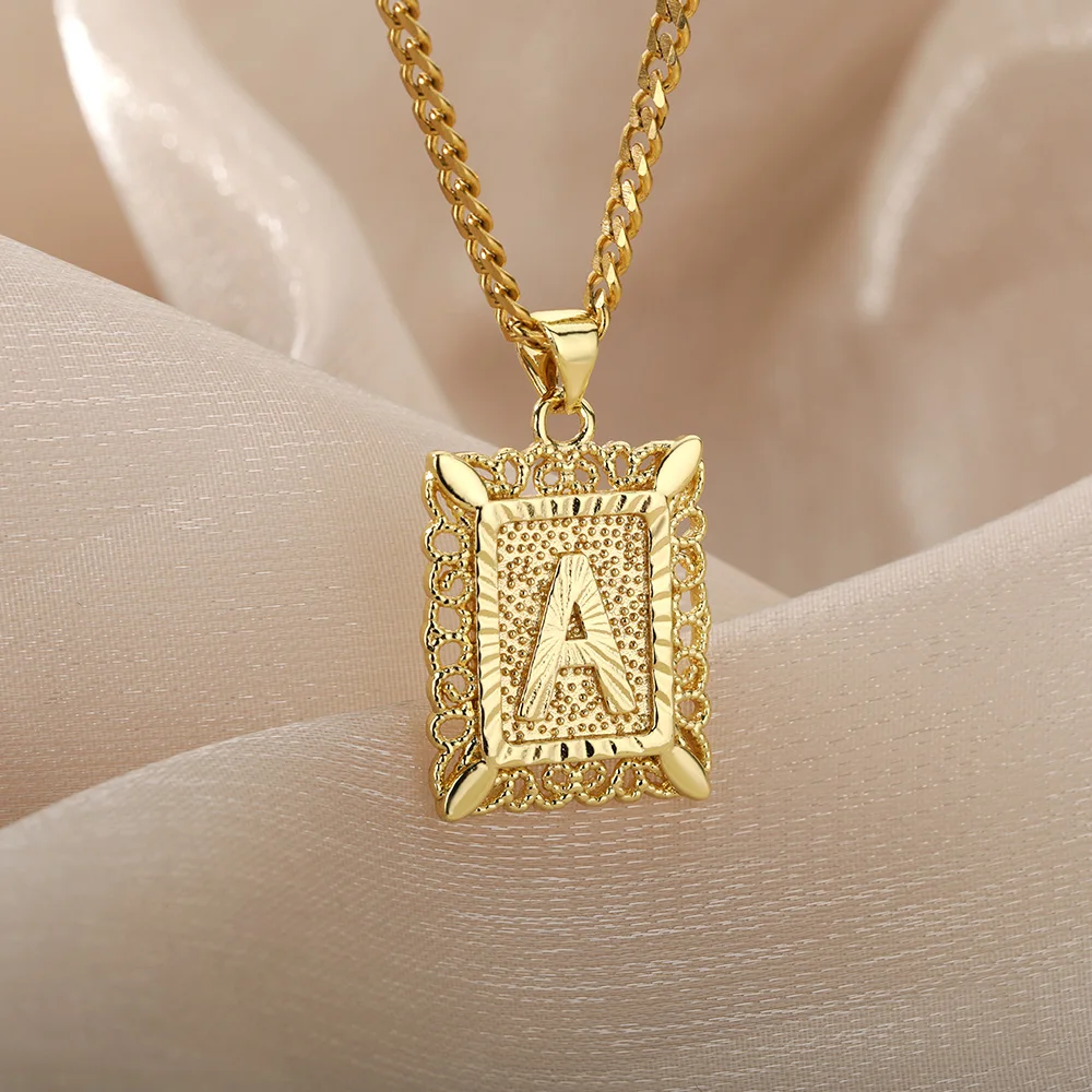 Initial Pendant Letter Necklace For Women Stainless Steel Gold Chain Square Alphabet Necklaces Whip Chain Choker Couple Jewerly
Initial Pendant Letter Necklace For Women Stainless Steel Gold Chain Square Alphabet Necklaces Whip Chain Choker Couple Jewerly