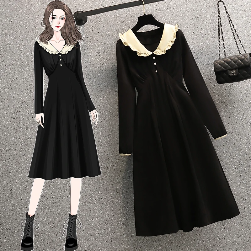 Black Sweet Thick Long Sleeved Plus Large Size Oversize Korean Fashion Kawaii Women'S Elegant Dresses Autumn 2021 Clothing
Black Sweet Thick Long Sleeved Plus Large Size Oversize Korean Fashion Kawaii Women'S Elegant Dresses Autumn 2021 Clothing