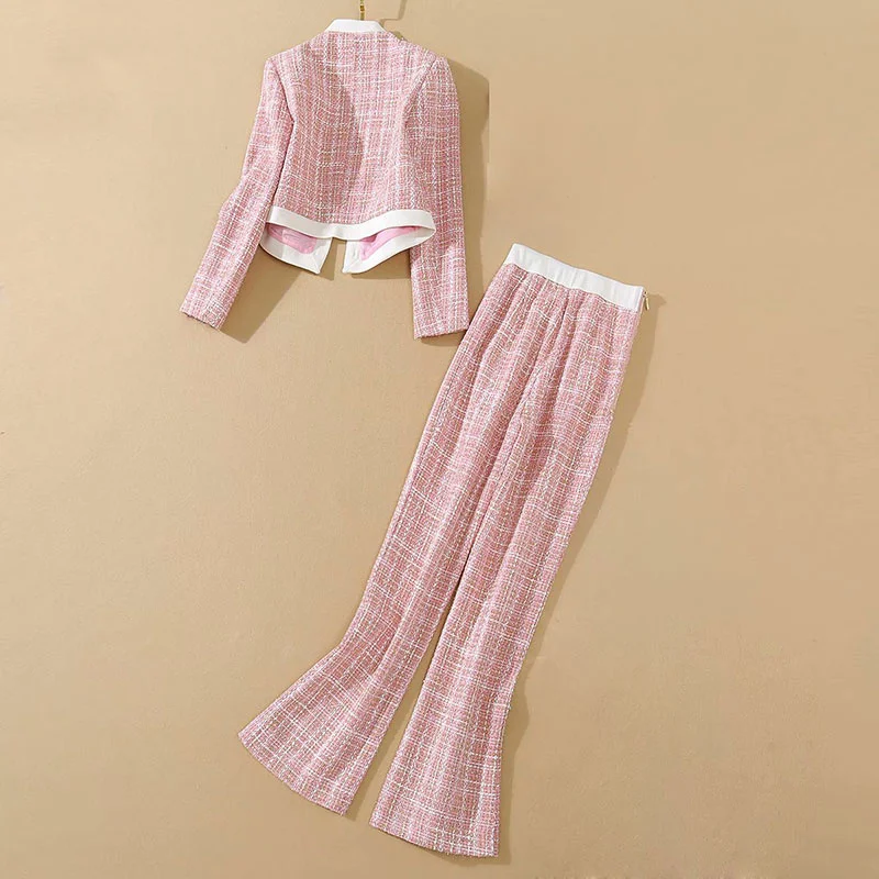 HIGH QUALITY New 2021 Designer Runway Suit Set Women's Double Breasted Long sleeve Open coat Long pant Plaid Wool Set
HIGH QUALITY New 2021 Designer Runway Suit Set Women's Double Breasted Long sleeve Open coat Long pant Plaid Wool Set