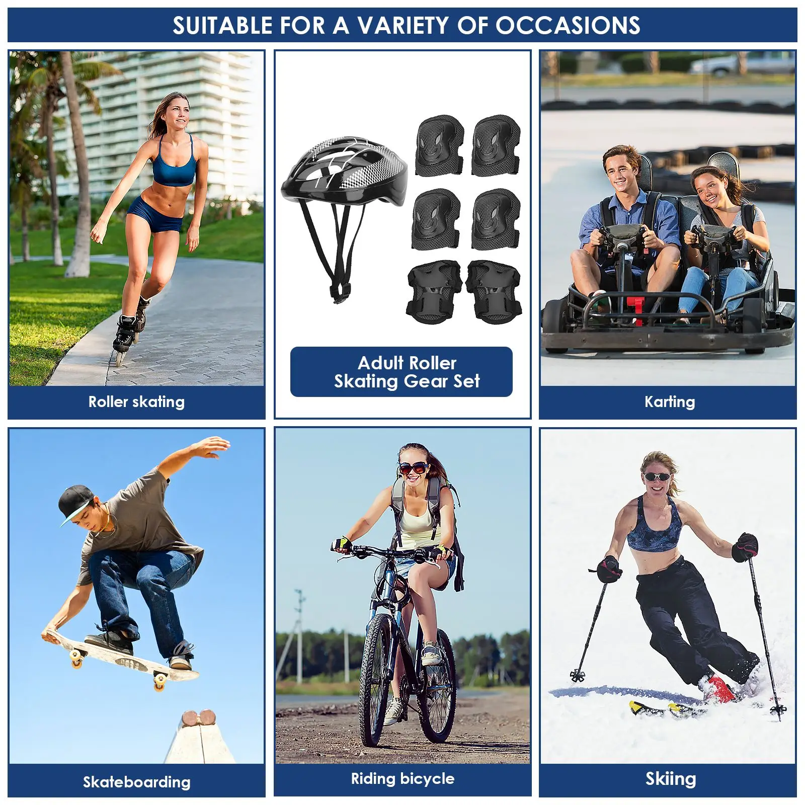 7pcs Adults Roller Skating Protect Gear Set Knee Pads Elbow Pads Gloves Helmet Suitable For Limit Extremes Skating Enthusiasts
7pcs Adults Roller Skating Protect Gear Set Knee Pads Elbow Pads Gloves Helmet Suitable For Limit Extremes Skating Enthusiasts