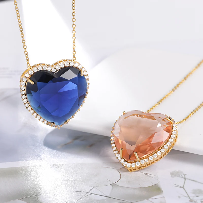 Zircon Heart Necklace For Women Girl Stainless Steel Blue Pink Crystal Heart Pendant Necklace Gold Adjustable Love Chain Jewelry
Zircon Heart Necklace For Women Girl Stainless Steel Blue Pink Crystal Heart Pendant Necklace Gold Adjustable Love Chain Jewelry