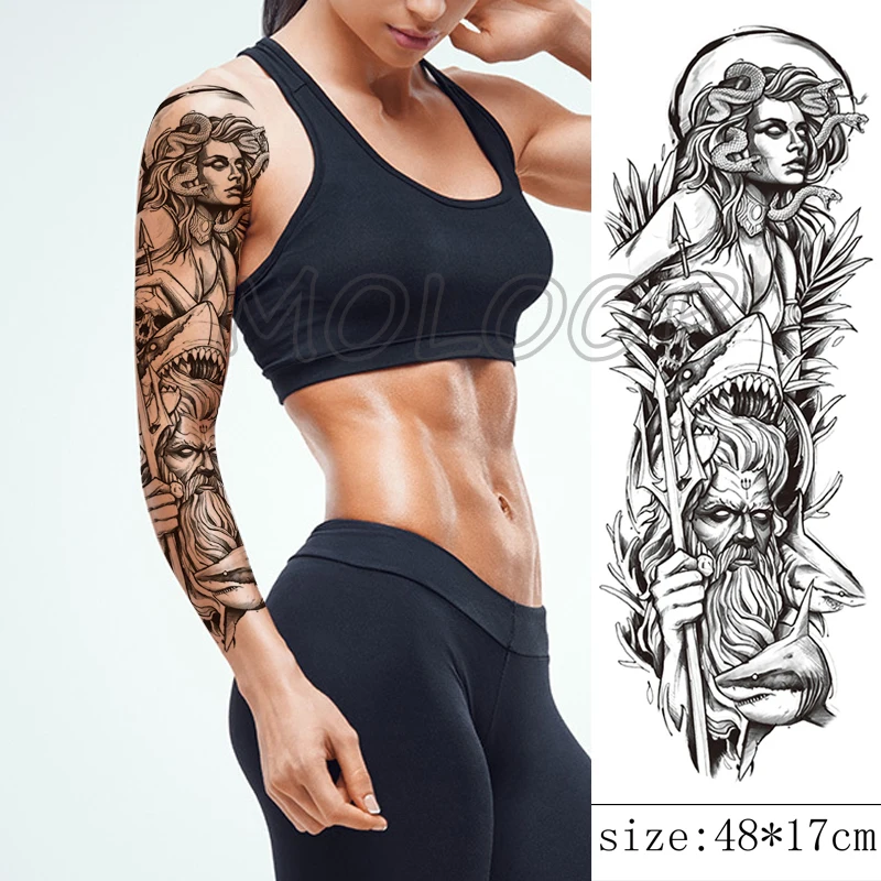 Temporary Tattoo Sticker Shark Ancient Greek Mythology Leaf Full Arm Body Art Anime Fake Tattoos for Woman Man
Temporary Tattoo Sticker Shark Ancient Greek Mythology Leaf Full Arm Body Art Anime Fake Tattoos for Woman Man