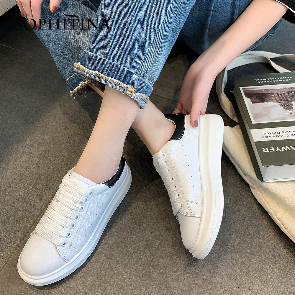 SOPHITINA Color-blocking Sports Shoes Women Spring New Thick Sole Increased Shoes Leather High-quality Casual Female Flats DO788
SOPHITINA Color-blocking Sports Shoes Women Spring New Thick Sole Increased Shoes Leather High-quality Casual Female Flats DO788