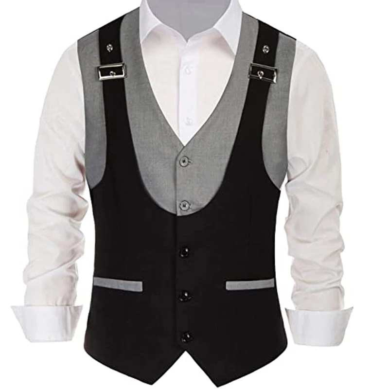 Жилет мужской, черный, на бретелях, с V-образным вырезом, однобортный, 2021
Жилет мужской, черный, на бретелях, с V-образным вырезом, однобортный, 2021