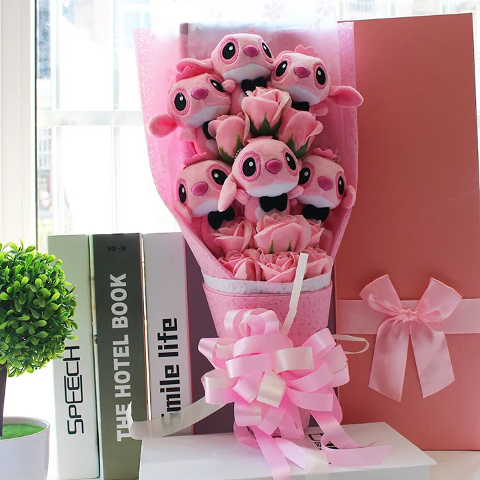 Hot Lovely Cartoon Plush Toys Stitch Festivals Gift Bouquet with Fake Flowers For Valentine's Day Wedding Party Decora
Hot Lovely Cartoon Plush Toys Stitch Festivals Gift Bouquet with Fake Flowers For Valentine's Day Wedding Party Decora