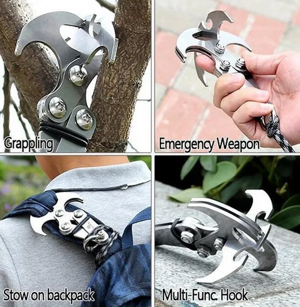 Stainless Steel Survival Folding Grappling Hook Multifunctional Outdoor Climbing Claw Carabiner Travel Rescue Tool Climbing Tool
Stainless Steel Survival Folding Grappling Hook Multifunctional Outdoor Climbing Claw Carabiner Travel Rescue Tool Climbing Tool
