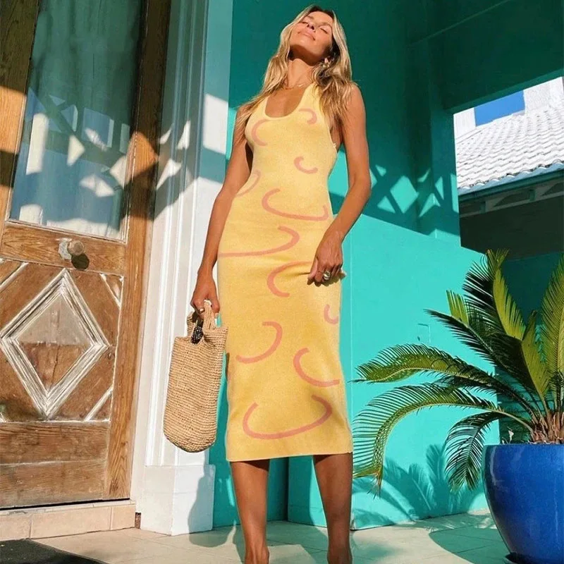 2021 Knitted Dresses for Women Bodycon Y2K Halter Summer Yellow Sleeveless Sexy Dress Off Shoulder Midi Backless Dresses Beach
2021 Knitted Dresses for Women Bodycon Y2K Halter Summer Yellow Sleeveless Sexy Dress Off Shoulder Midi Backless Dresses Beach