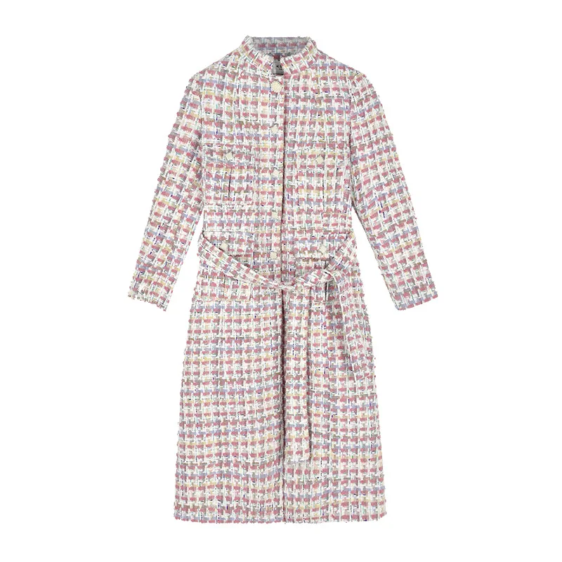 Hot Fashion women's high quality stand collar woollen coat Autumn winter belt plaid tweed coat for Lady B498
Hot Fashion women's high quality stand collar woollen coat Autumn winter belt plaid tweed coat for Lady B498