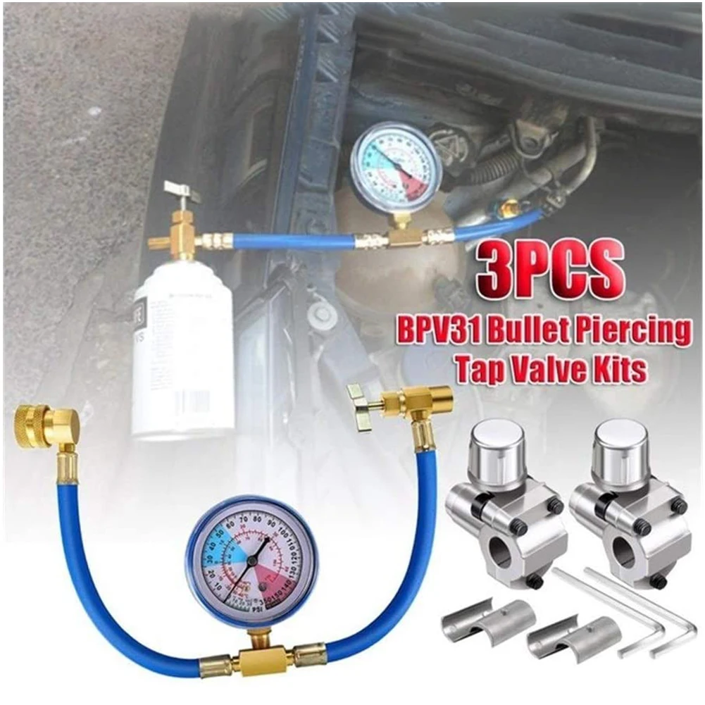 3Pcs BPV31 Bullet Piercing Tap Valve U-Charging Refrigerant Recharge Hose Pipe Air Conditioning Repair Tool Hose Can Tank Kit
3Pcs BPV31 Bullet Piercing Tap Valve U-Charging Refrigerant Recharge Hose Pipe Air Conditioning Repair Tool Hose Can Tank Kit