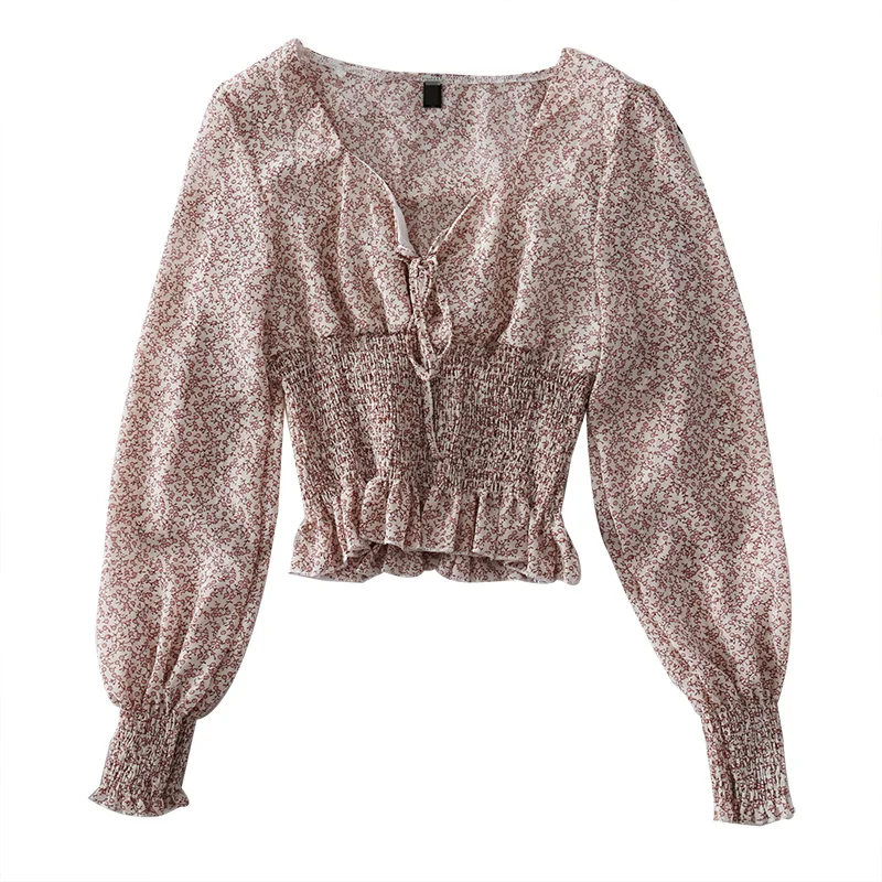 Women's Vintage Floral Chiffon Shirt V-Neck Design Print Lantern Sleeves To Shrink Waist Spring Autumn Blouse Short Top ML640
Women's Vintage Floral Chiffon Shirt V-Neck Design Print Lantern Sleeves To Shrink Waist Spring Autumn Blouse Short Top ML640